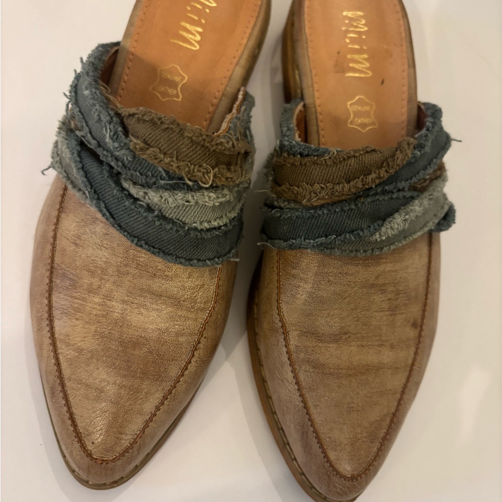 Mi.iM Tan Women’s 7.5 Slip-On Mules Made w Leather